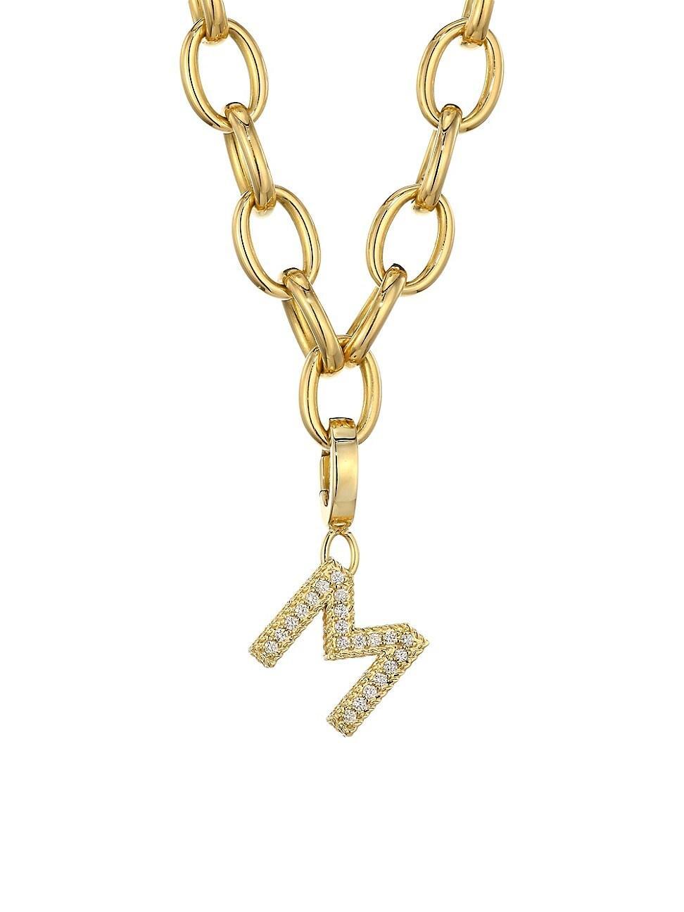 Womens Princess Charms 18K Yellow Gold & Diamond Initial Charm Product Image