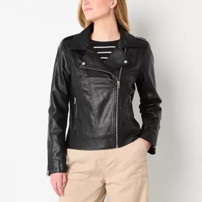 a.n.a Womens Faux Leather Midweight Motorcycle Jacket Product Image