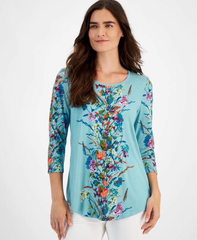 Jm Collection Womens Printed 3/4 Sleeve Top, Created for Macys Product Image