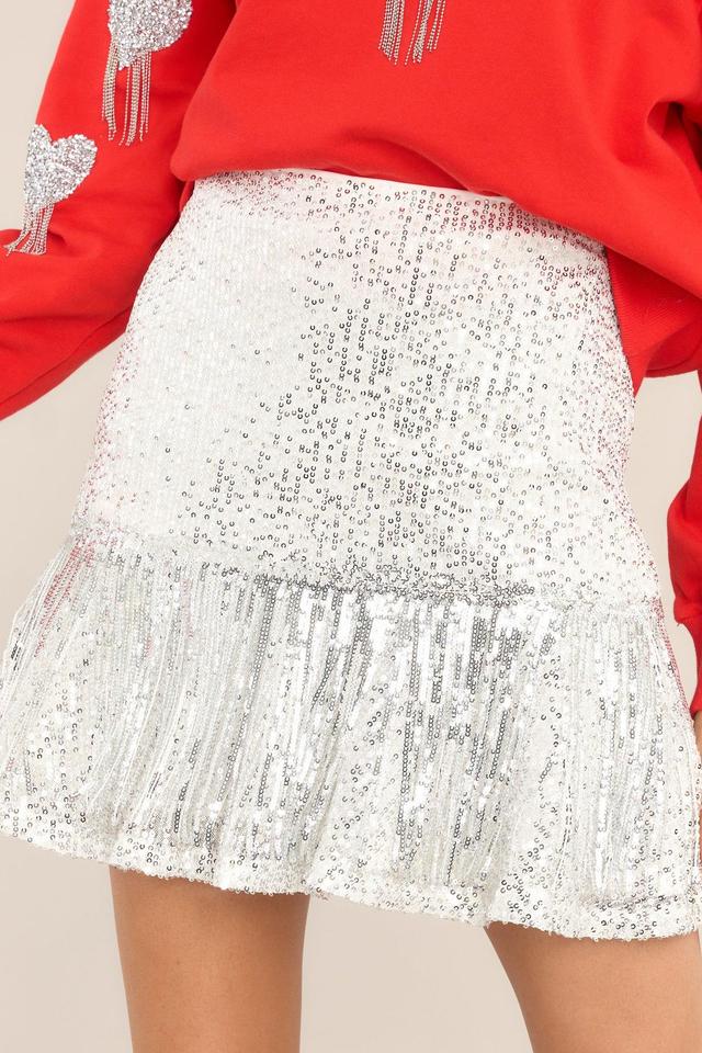 Frozen Enchantment Silver Sequin Skirt Product Image