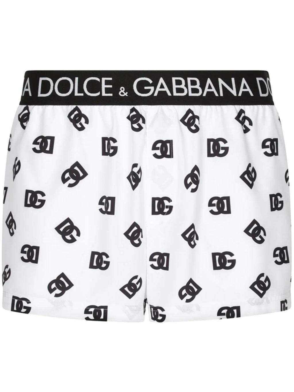 Dg Logo-print Swimming Shorts In White Product Image