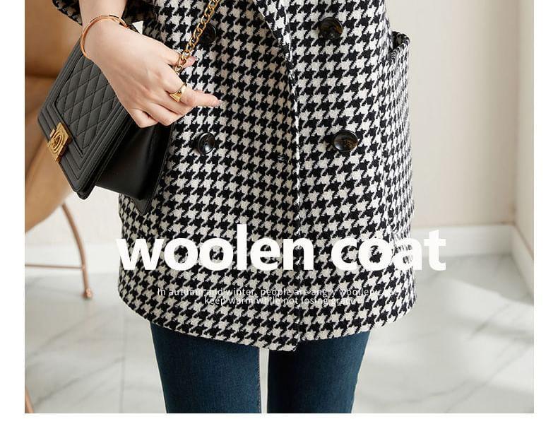 Notch Lapel Houndstooth Double-Breasted Coat Product Image