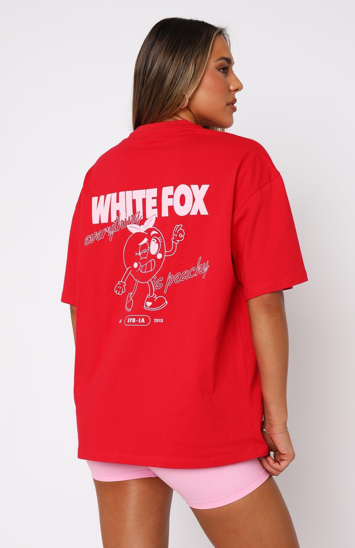 Everything Is Peachy Oversized Tee Red Product Image