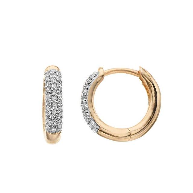 Gold Over Sterling Silver 1/10 Carat T.W. Diamond Hoop Earrings, Womens, Gold Tone Product Image