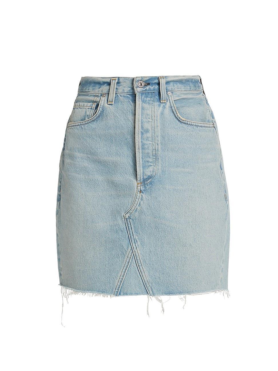 Womens Carolina Deconstructed Knee-Length Denim Skirt Product Image