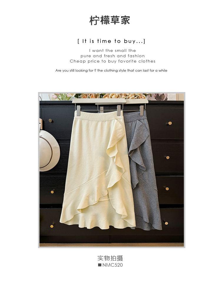 Ruffled Asymmetrical High-Rise A-Line Skirt Product Image