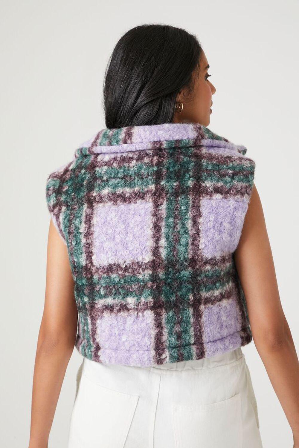 Tweed Plaid Funnel-Neck Vest | Forever 21 Product Image