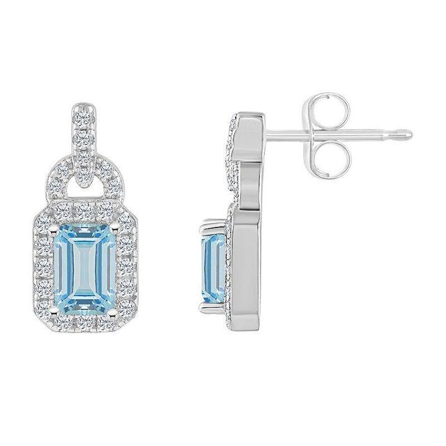 Macys Topaz (1 2/5 ct. t.w.) and Topaz (3/8 ct. t.w.) Halo Drop Earrings in Sterling Silver Product Image