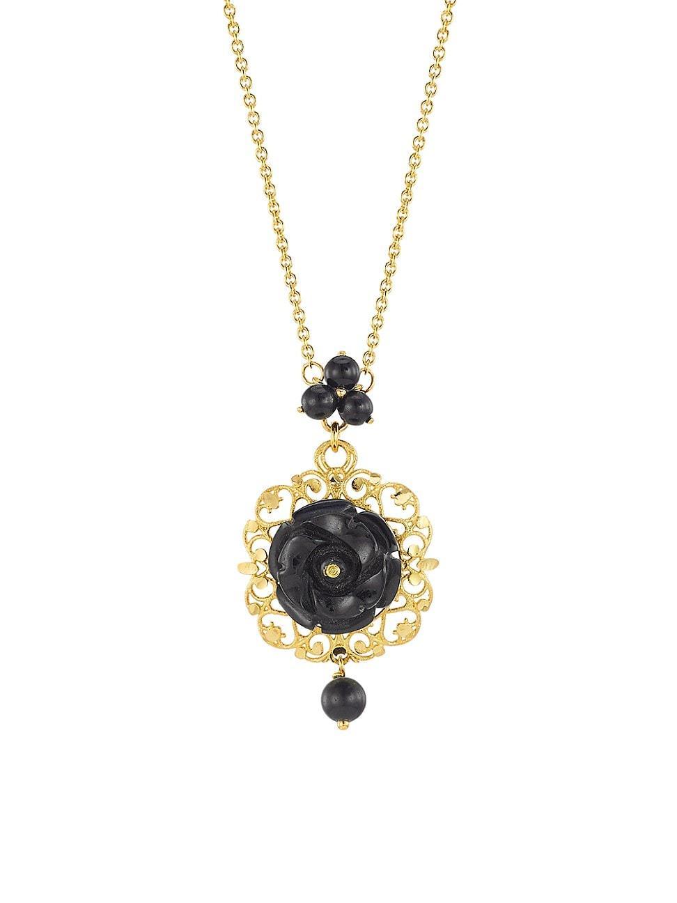 Womens Mamma Rose 18K Yellow Gold & Black Jade Pendant Necklace Product Image