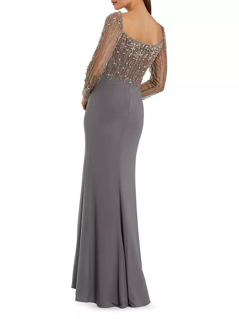 Beaded Square Neck Column Gown Product Image