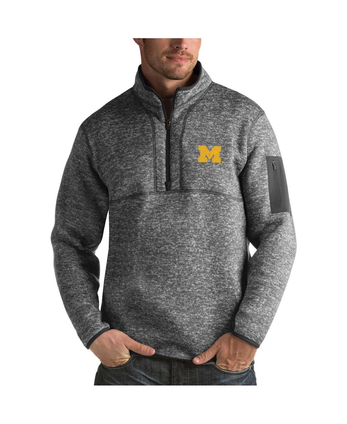 Antigua Mens Charcoal Michigan Wolverines Fortune Half-Zip Sweatshirt Product Image