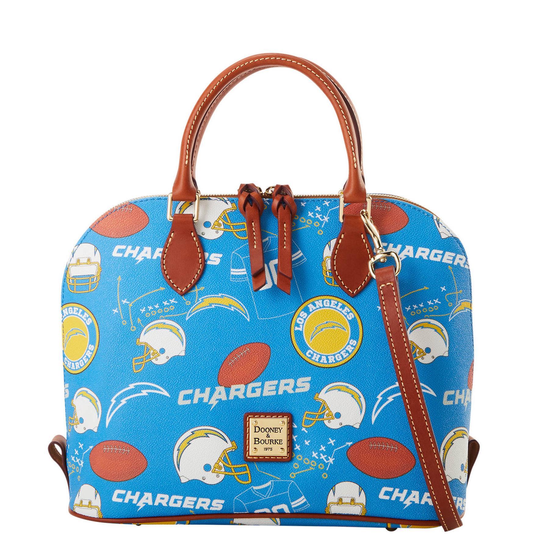 Dooney & Bourke Womens NFL Chargers Zip Zip Coated Cotton Satchel Bag in Blue Product Image