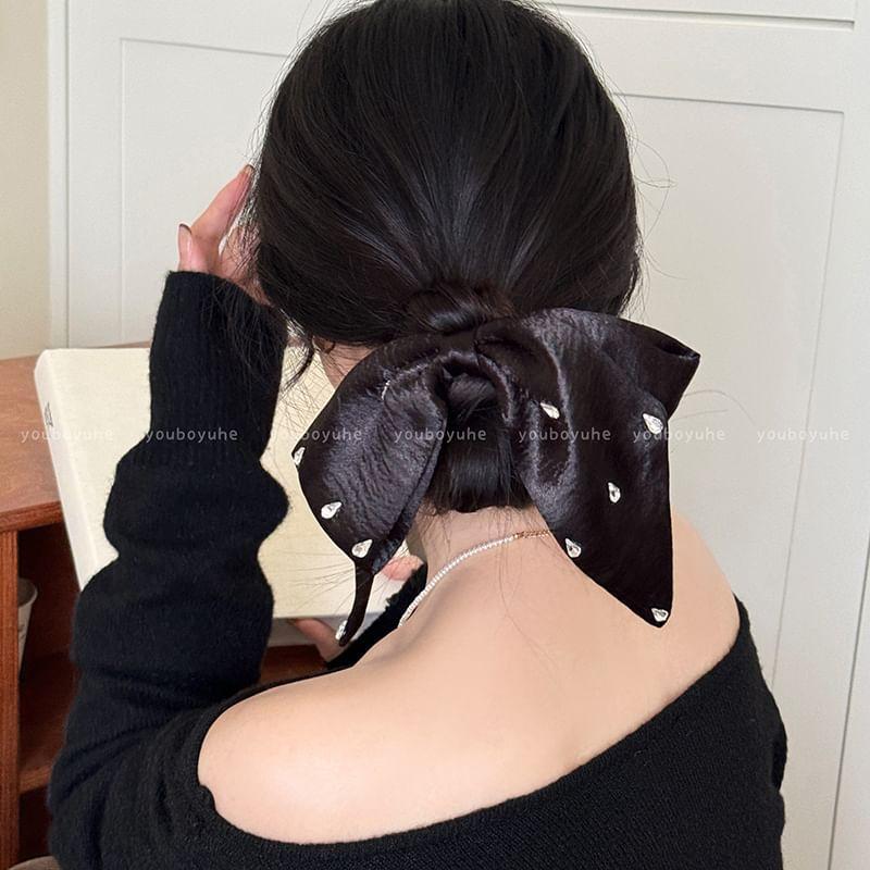 Plain Rhinestone Bow Hair Clip Product Image