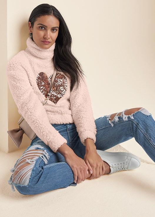 Heart Sherpa Sweatshirt Product Image