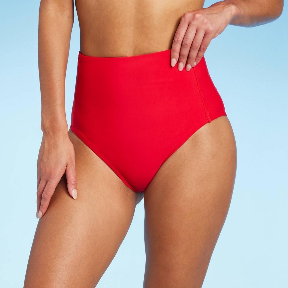 Womens Extra High Waist Tummy Control Medium Coverage Bikini Bottom - Kona Sol Red Product Image