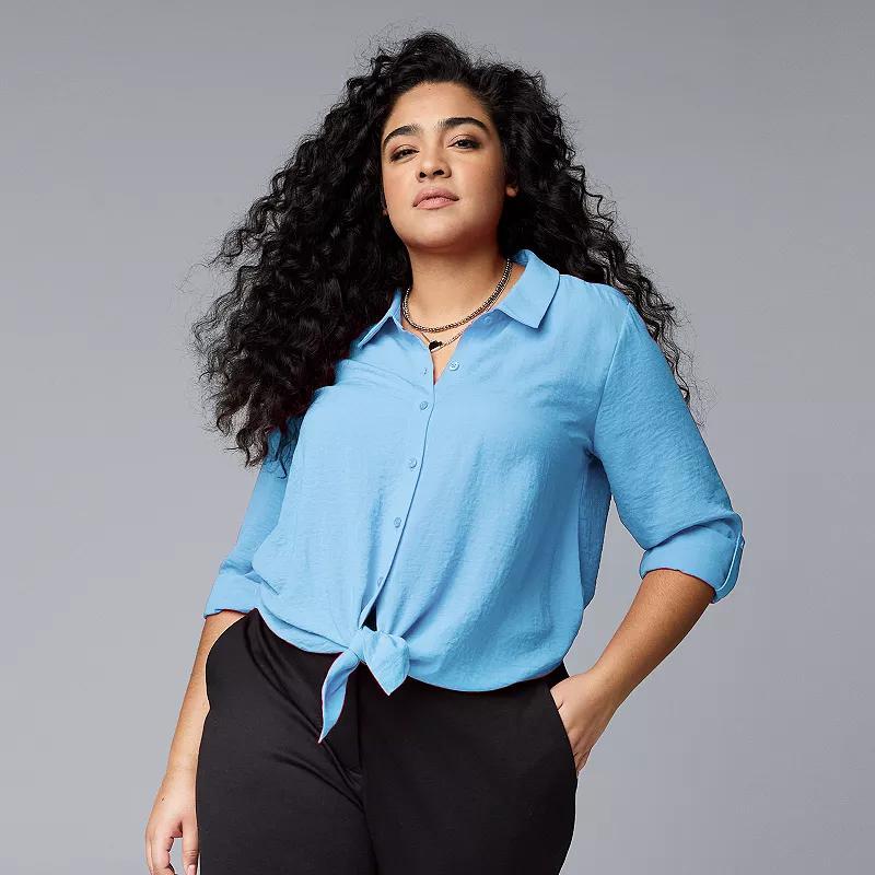 Plus Size Simply Vera Vera Wang Tie Front Shirt, Womens product image