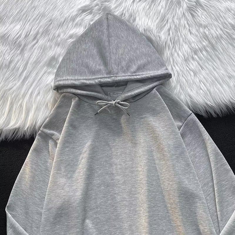 Drawstring Plain Oversized Hoodie Product Image