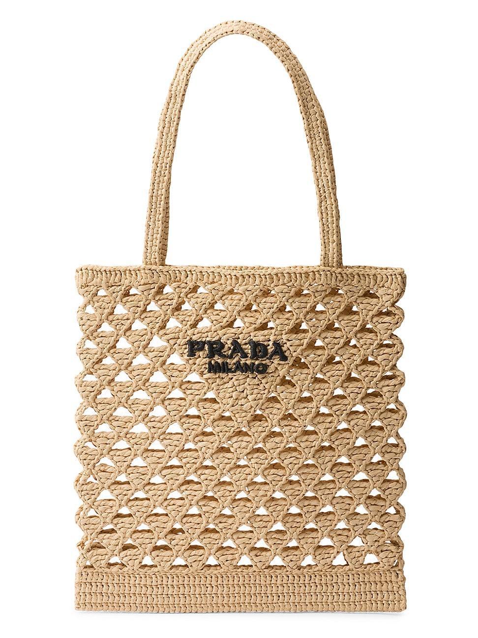 Womens Woven Fabric Crochet Tote Bag Product Image