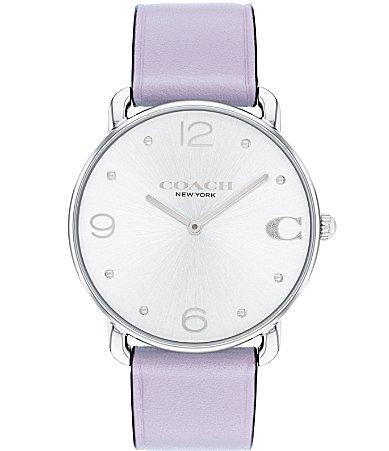 COACH Womens Elliot Quartz Analog Purple Leather Strap Watch Product Image