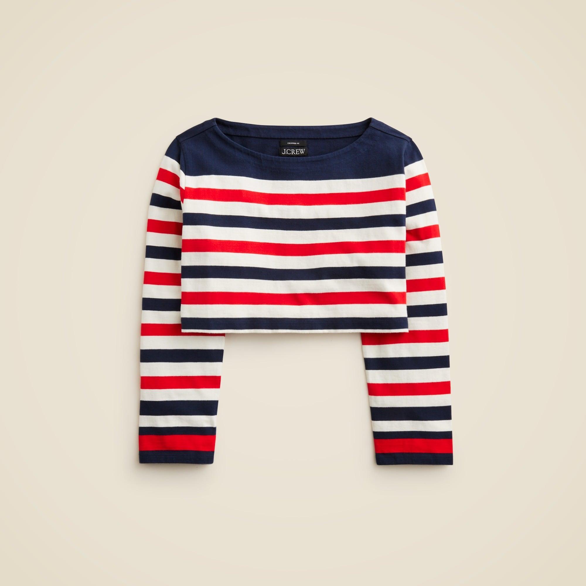 Ultra-cropped mariner cotton boatneck T-shirt Product Image