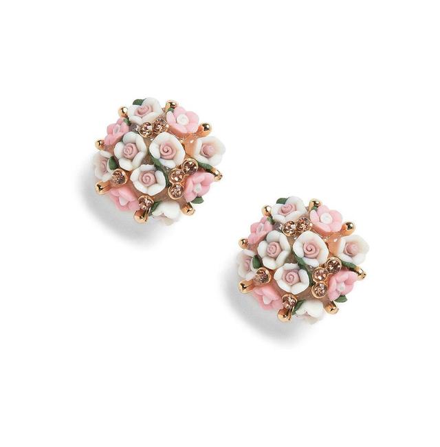 Sohi Womens Pink Flower Cluster Drop Earrings Product Image