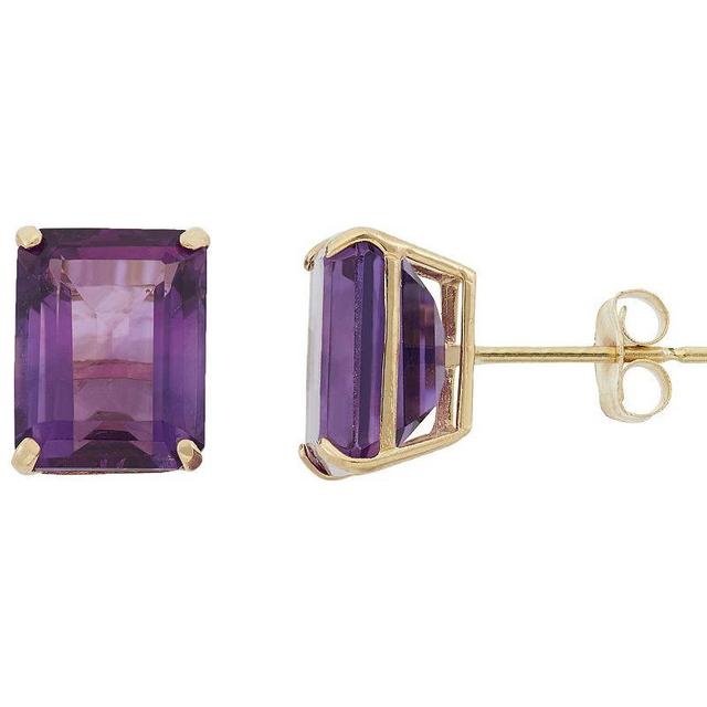 Designs by Gioelli 10k Gold Amethyst Emerald Cut Solitaire Stud Earrings, Womens, 10k Goold Product Image