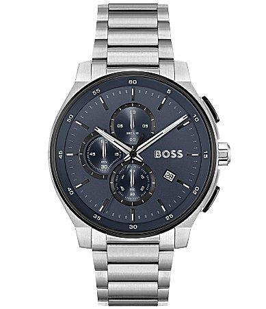 Hugo Boss Mens Peak 2.0 Quartz Chronograph Stainless Steel Navy Blue Dial Bracelet Watch Product Image