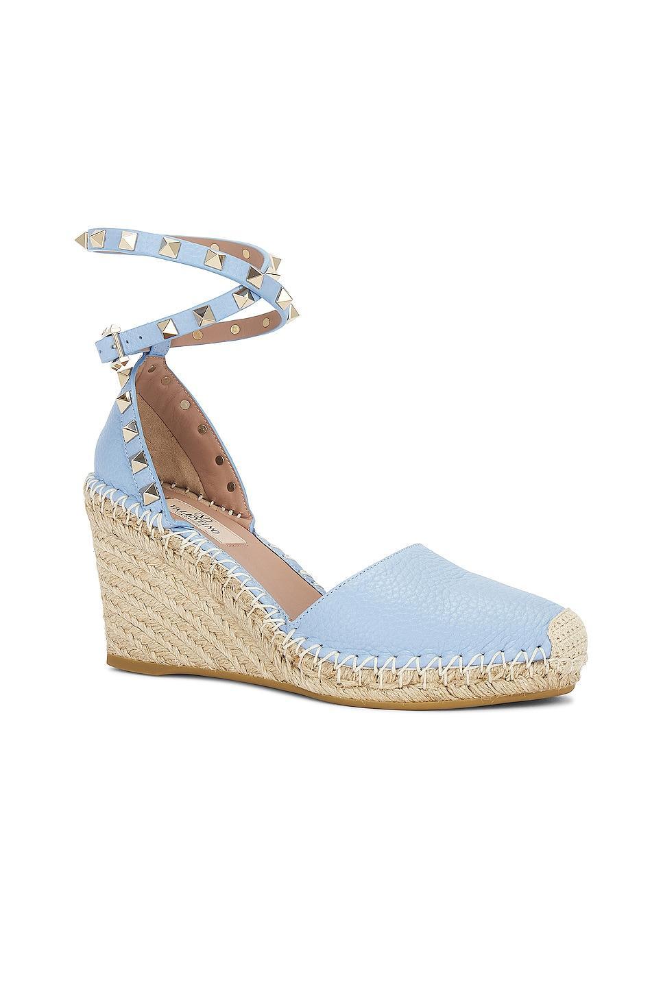 Valentino Garavani Rockstud Wedge Espadrille Blue. (also in 39). Product Image