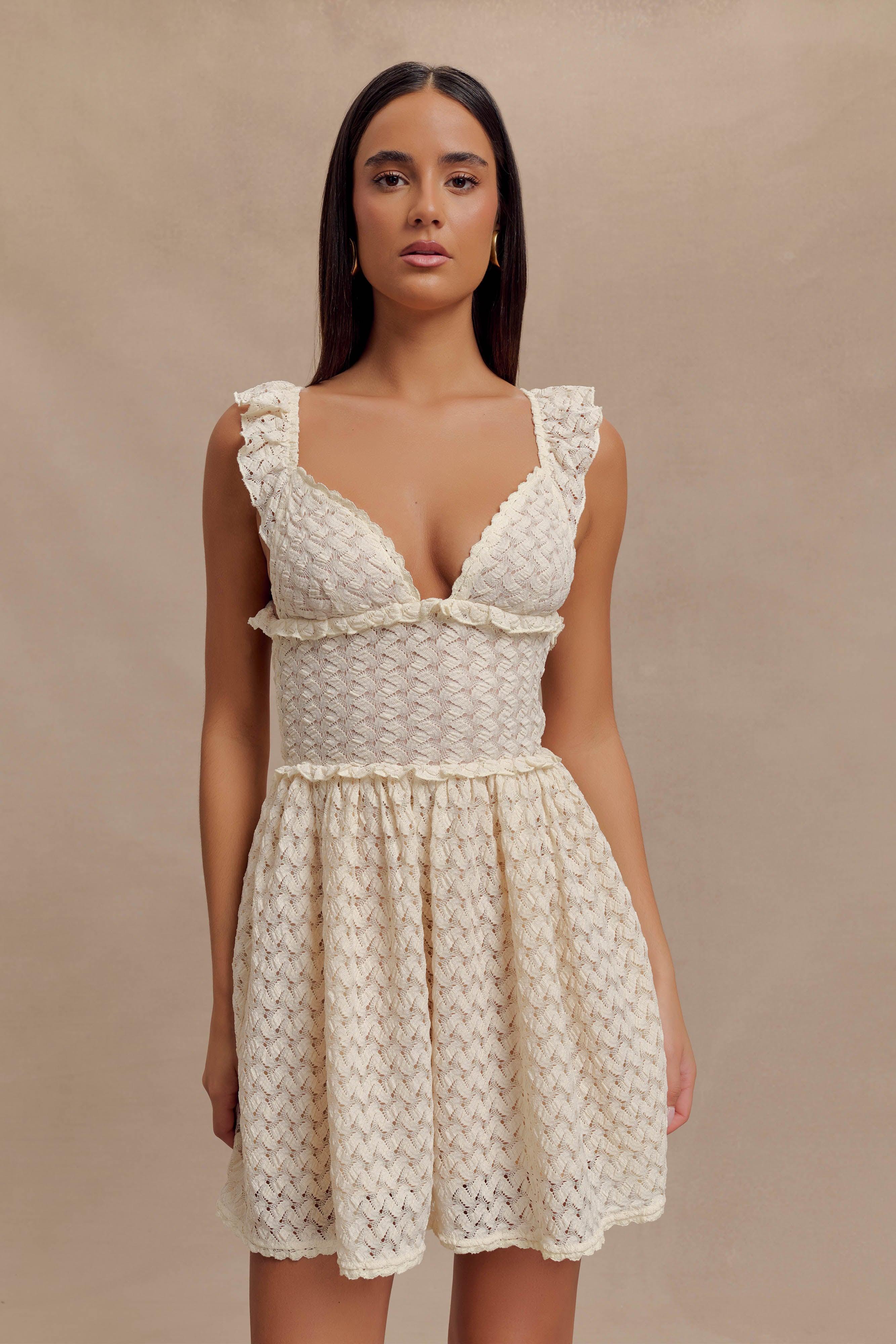 Ezra Lace Mini Dress - Ivory Product Image