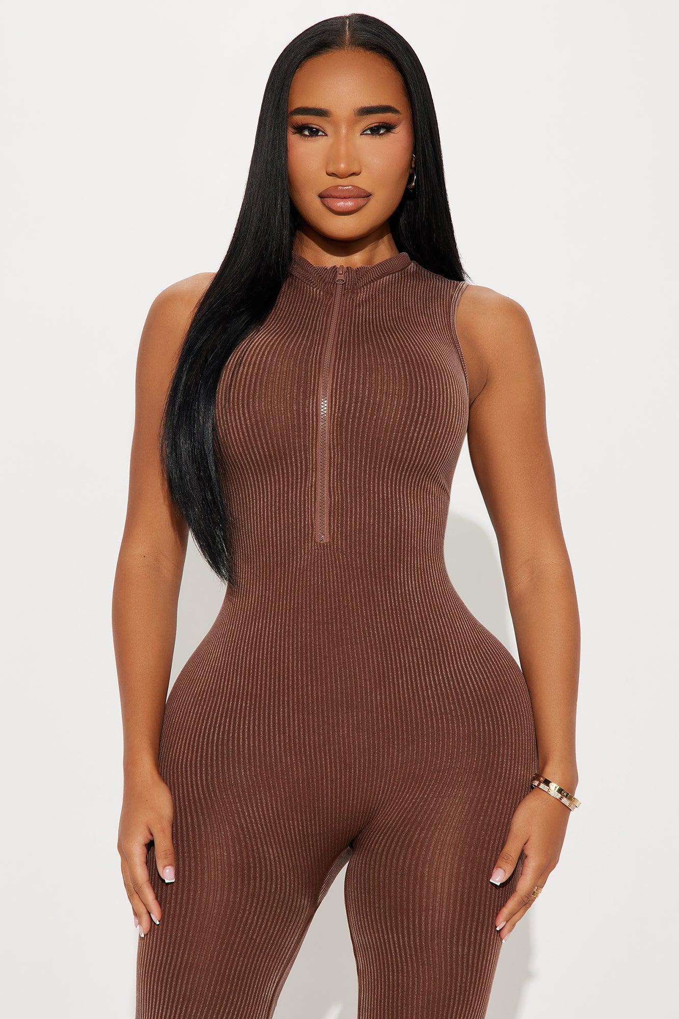 Sandy Washed Seamless Jumpsuit - Mocha Product Image