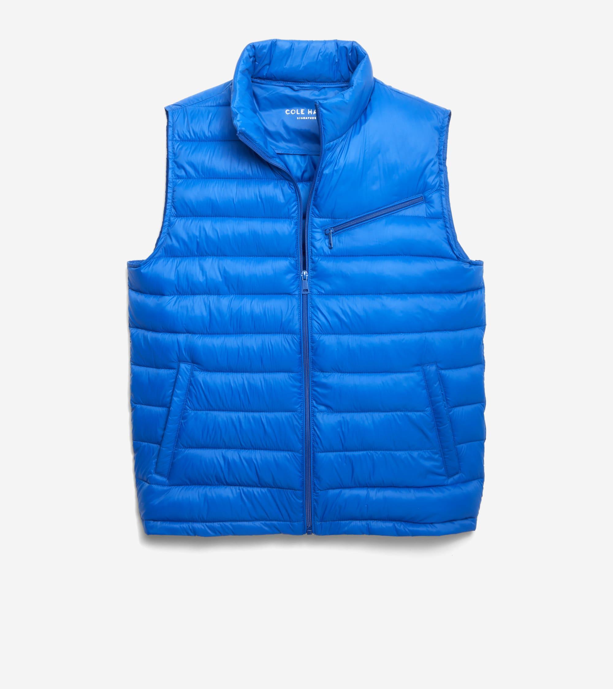 Cole Haan Mens 26.5 Zip Front Quilted Vest - Blue Size Large Product Image