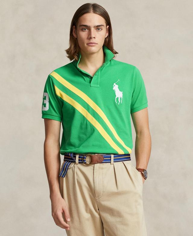 Polo Ralph Lauren Mens Custom Slim Fit Big Pony Mesh Polo Shirt - Tiller Green Product Image