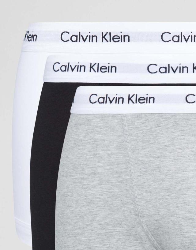 Calvin Klein Cotton Stretch 3-pack trunks in black,white and gray Product Image