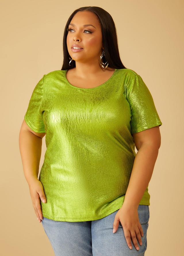 Plus Size Metallic Coated Tee Ashley Stewart Product Image