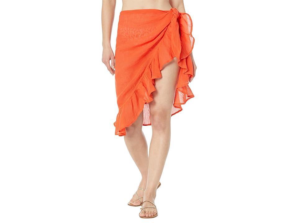 Lauren Ralph Lauren Beach Club Solid Ruffle Pareo (Sunset) Women's Swimwear Product Image