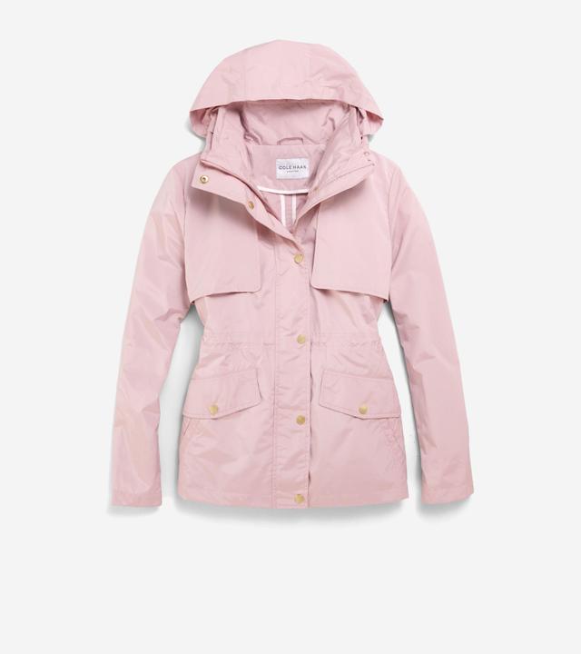 Cole Haan Womens Short Packable Rain Jacket - Pink Size XL Product Image