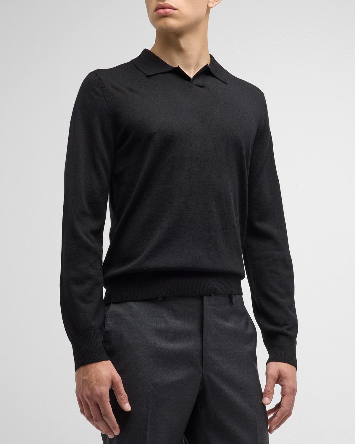 Mens Merino Long-Sleeve Polo Shirt Product Image