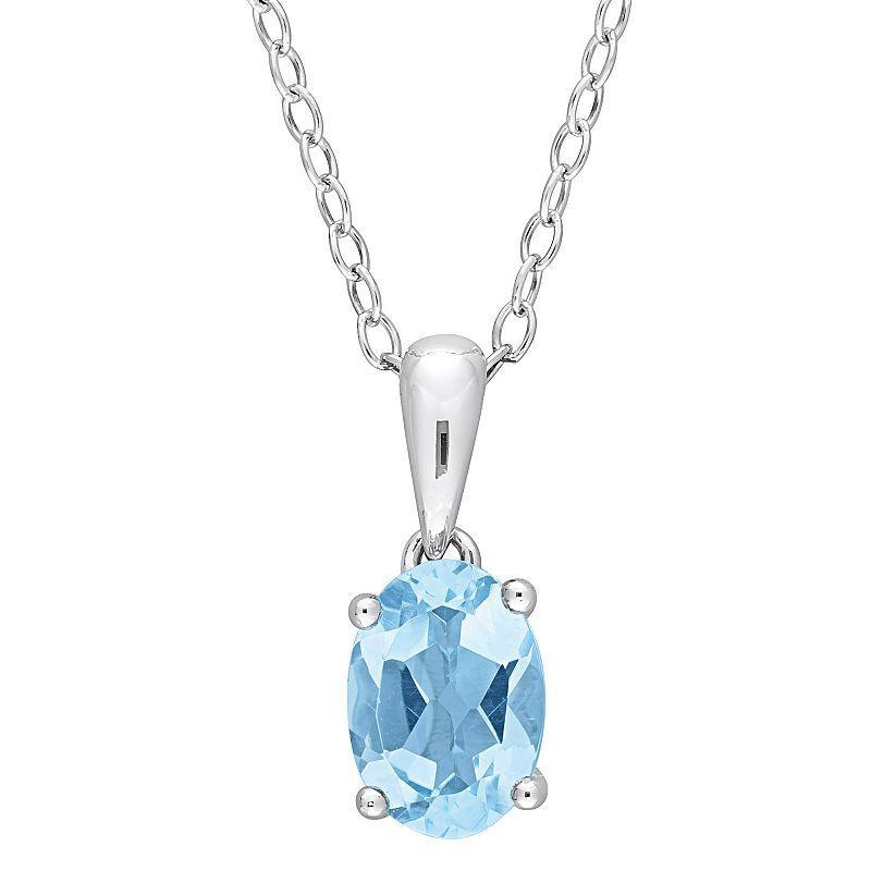 Stella Grace Sterling Silver & Gemstone Oval Stud Pendant Necklace, Womens Blue Product Image