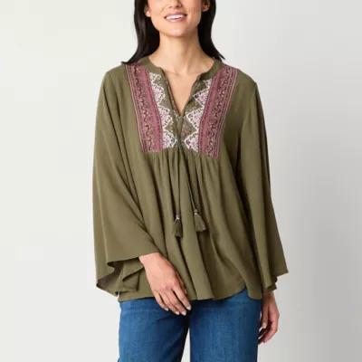 Frye and Co. Womens Split Tie Neck 3/4 Sleeve Blouse Product Image