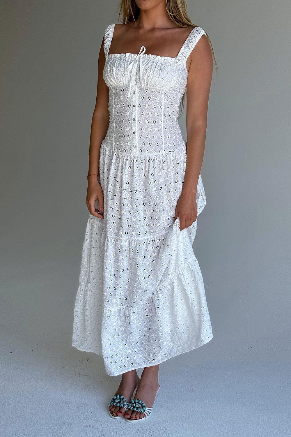 Christabelle Eyelet Maxi Dress - Angel's Wing Product Image