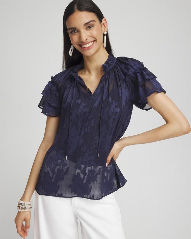 Women's Chiffon Ruffle Neck Blouse Product Image