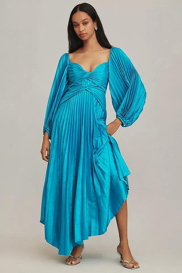 Acler Larimer Long-Sleeve V-Neck Pleated Maxi Dress Product Image