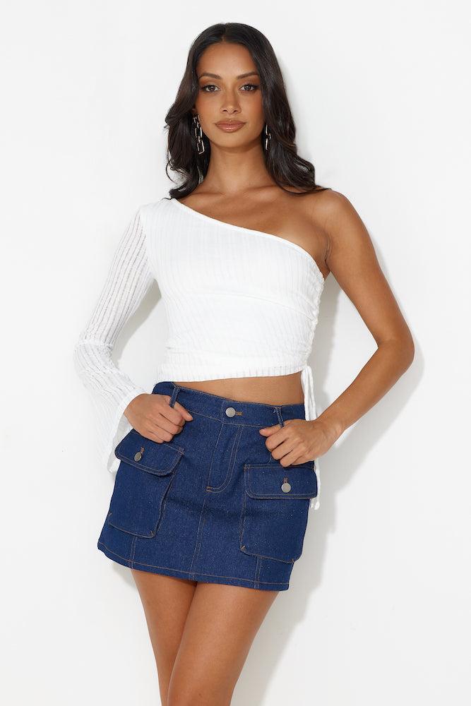 Brunch Groove One Shoulder Top White Product Image