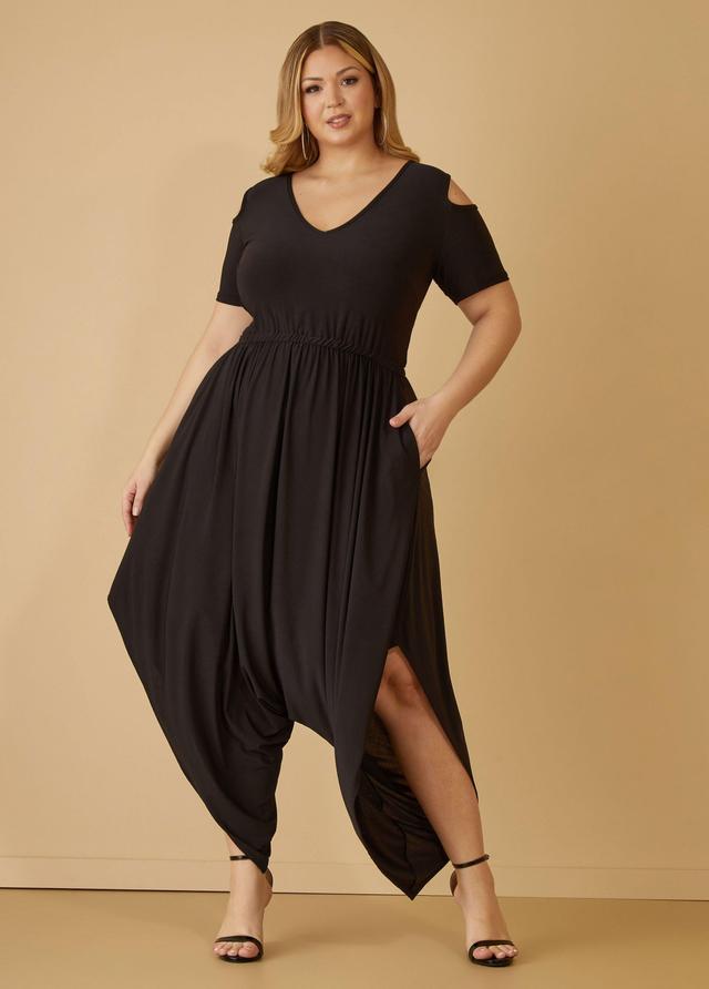 Plus Size Cold Shoulder Harem Jumpsuit Ashley Stewart Product Image