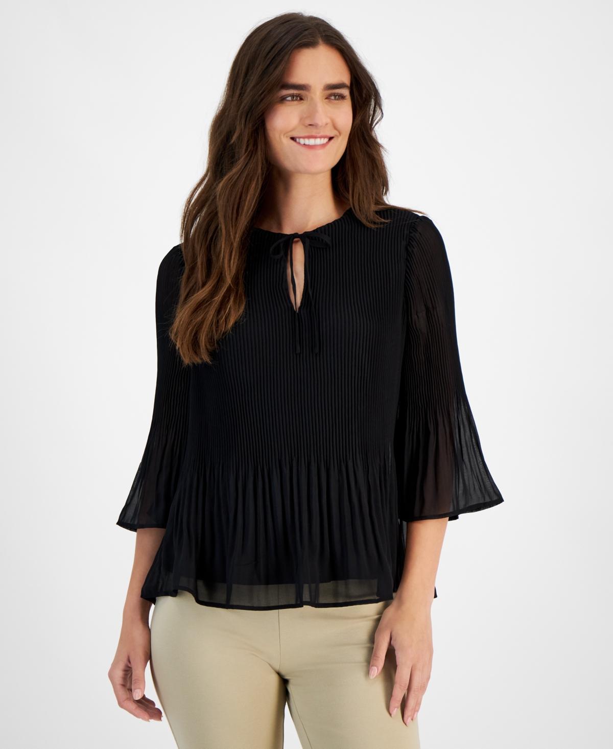 Jm Collection Womens Pleated Chiffon Flutter-Sleeve Top, Xs-4X, Created for Macys product image