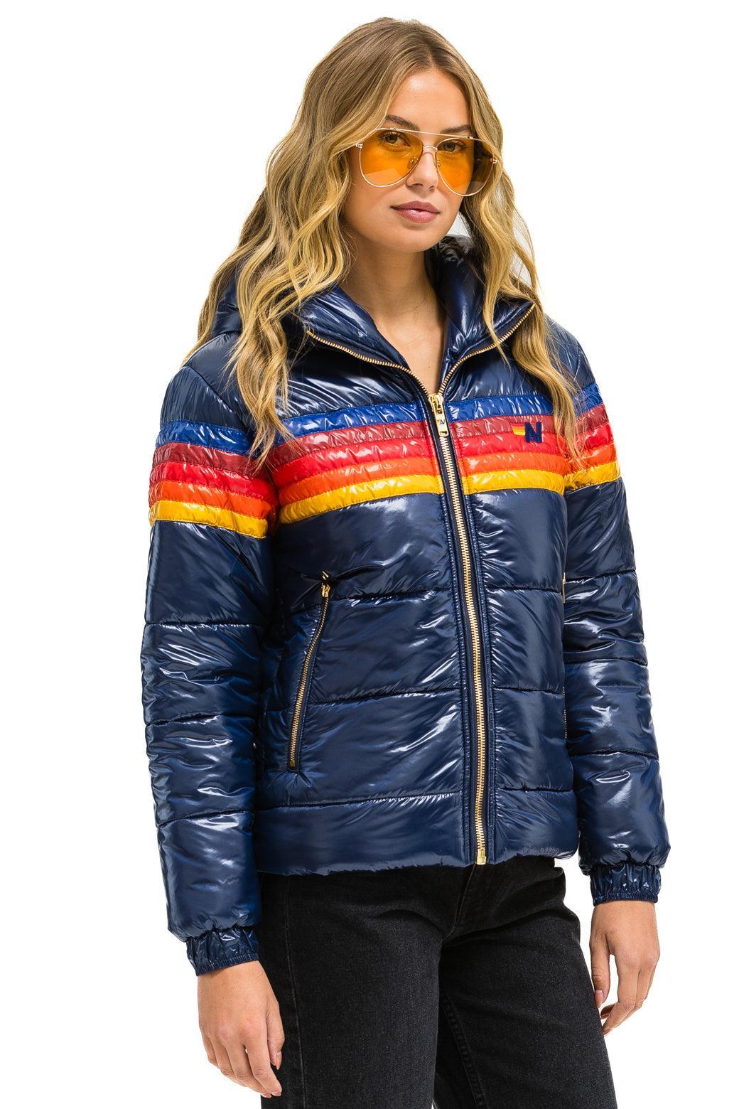 5 STRIPE LUXE TREKKER JACKET - GLOSSY NAVY Female Product Image