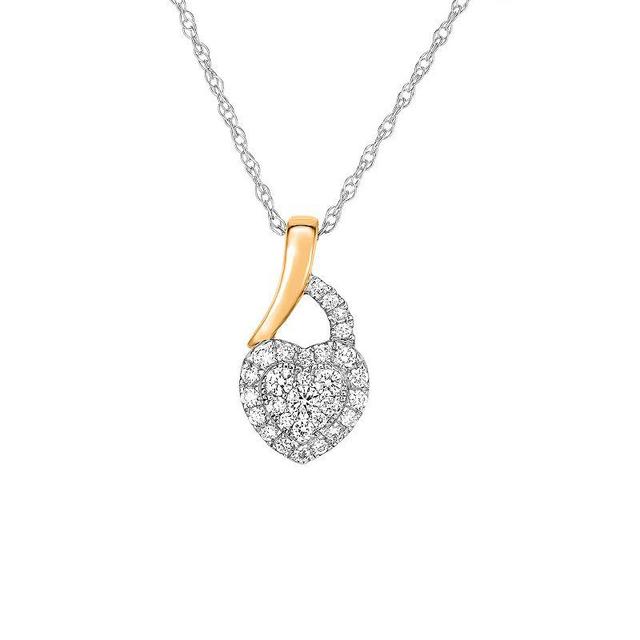 1/6 Carat T.W. Diamond 10k 2-Tone Gold Heart Pendant Necklace, Womens 10k Two Tone Product Image