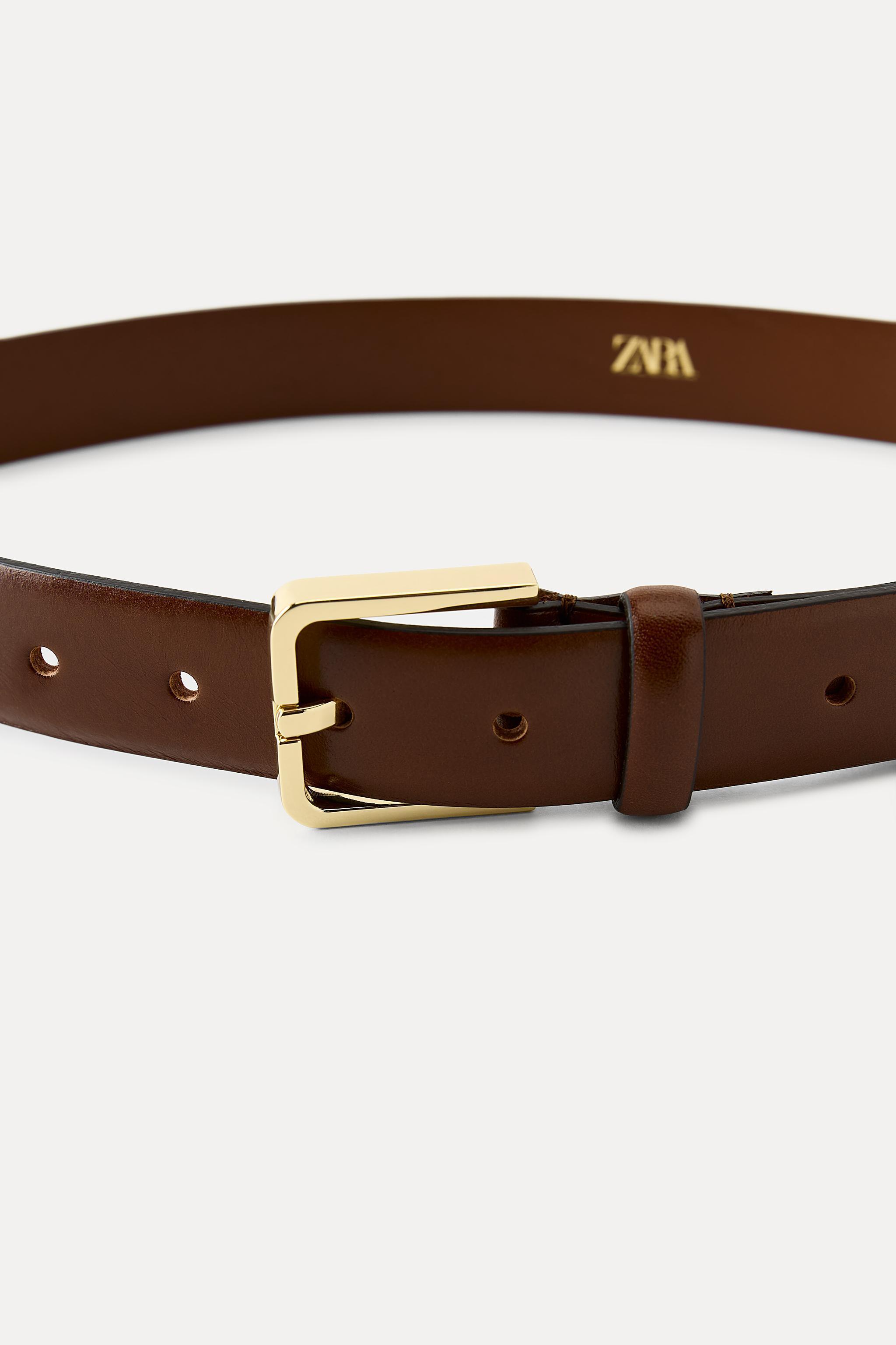 LEATHER BELT WITH SQUARE BUCKLE Product Image