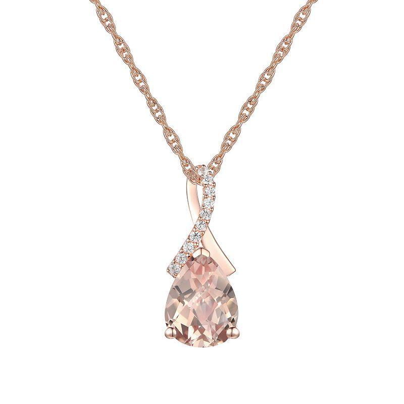 14k Rose Gold Over Silver Lab-Created Morganite Pendant, Womens Product Image