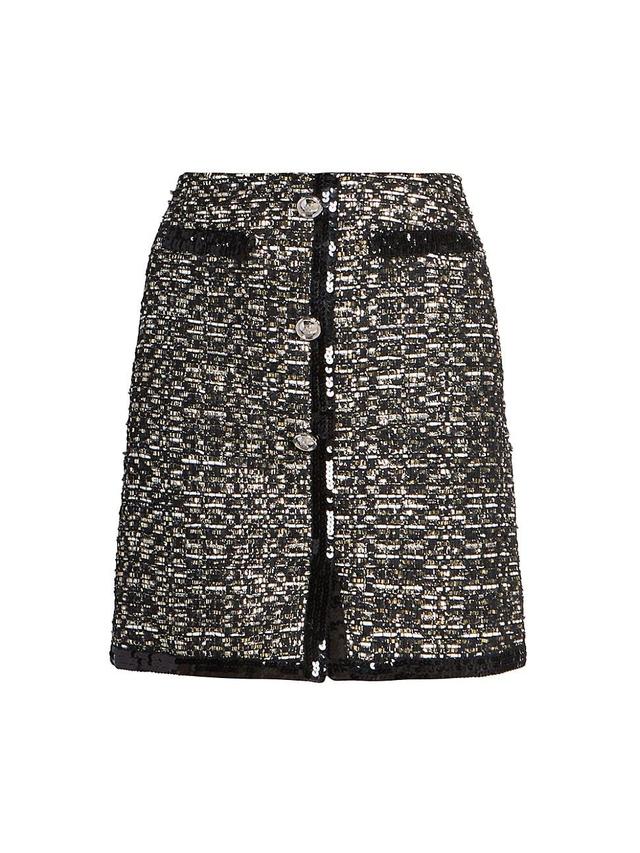 Womens Sequined Metallic Boucle Miniskirt Product Image